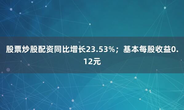 股票炒股配资同比增长23.53%；基本每股收益0.12元